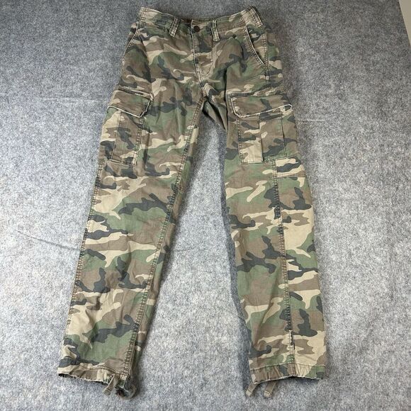 American Eagle Cargo Camouflage Pants Men's 28x28 Green Original Straight Flex - Picture 1 of 12